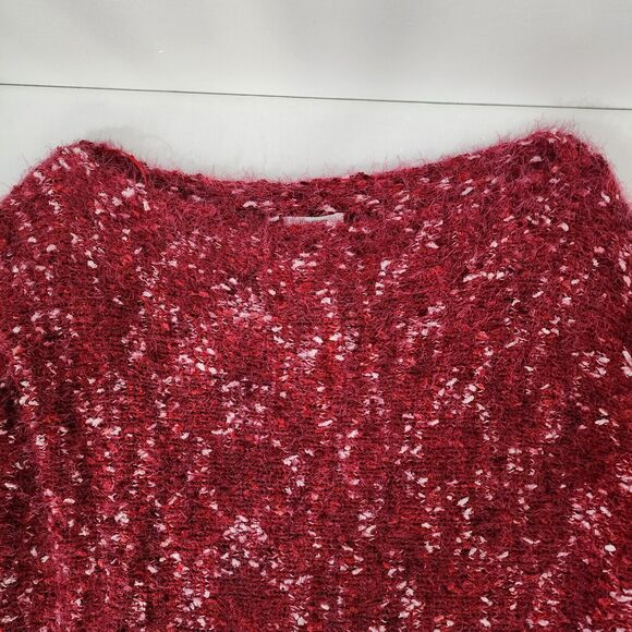 Maurices Sweater Womens Size XL Red Off The Shoulder Relaxed Textured Eyelash - Picture 9 of 14